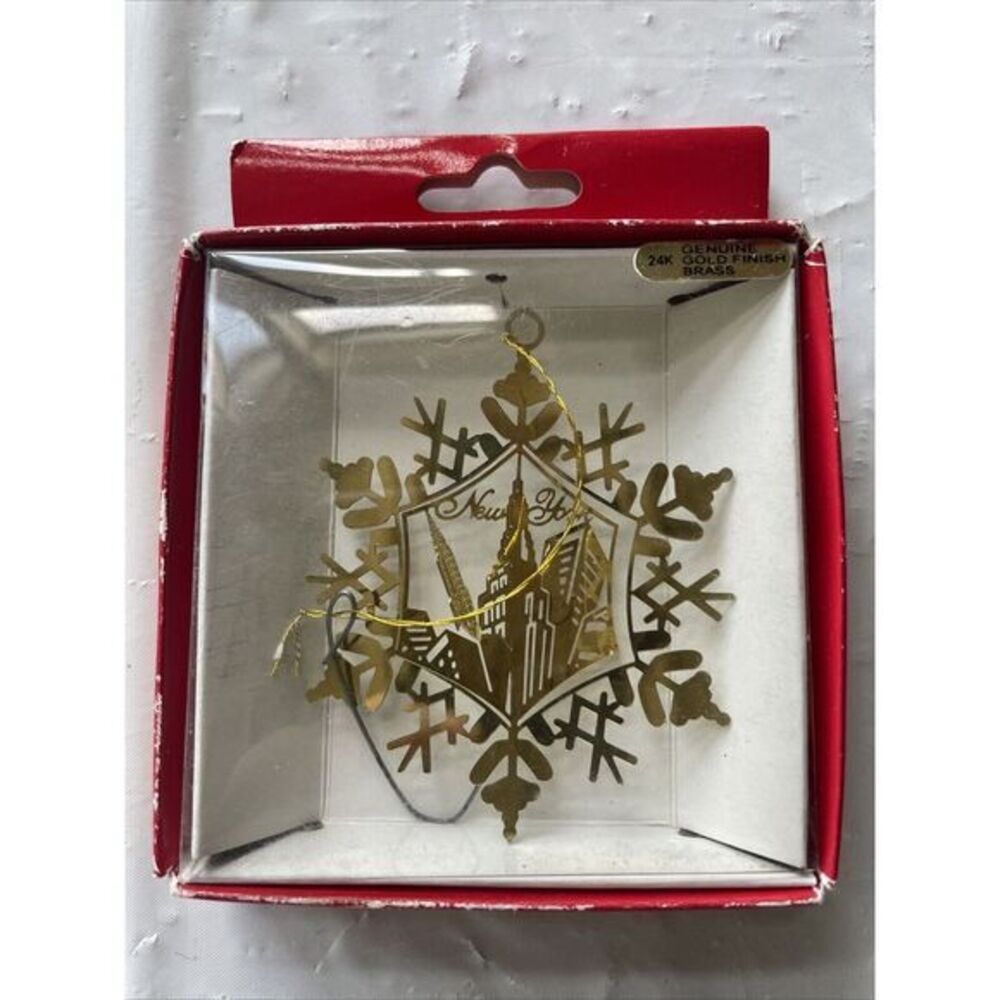 Gold Plated‎ New York Empire Souvenir Christmas Ornament Collectible